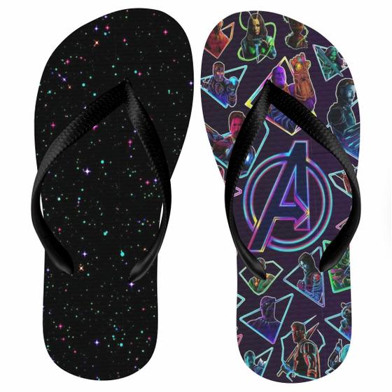 Imagem de Avengers Chinelo Vingadores Galaxia Neon desenho. Presente Adulto e Infantil menino