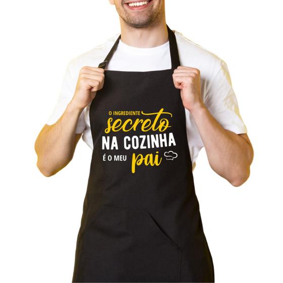 Imagem de Avental Cozinha Preto Oxford Bolso Ingrediente Secreto Pai