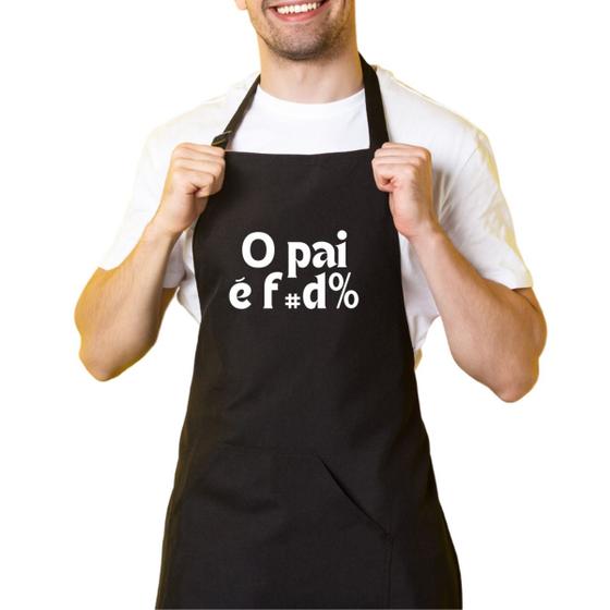 Imagem de Avental De Cozinha Churrasqueiro Preto O Pai É Top