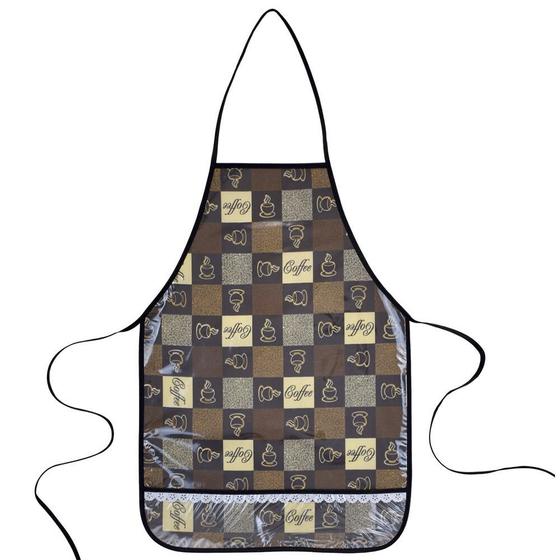 Imagem de Avental De Cozinha Impermeável 68cm X 48cm Estampado Tecido Misto - Café