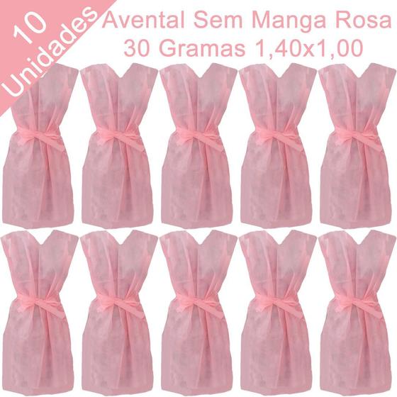 Imagem de Avental Descartável Sem Manga Rosa 1,40x1,00 30 Gramas 10 Unidades