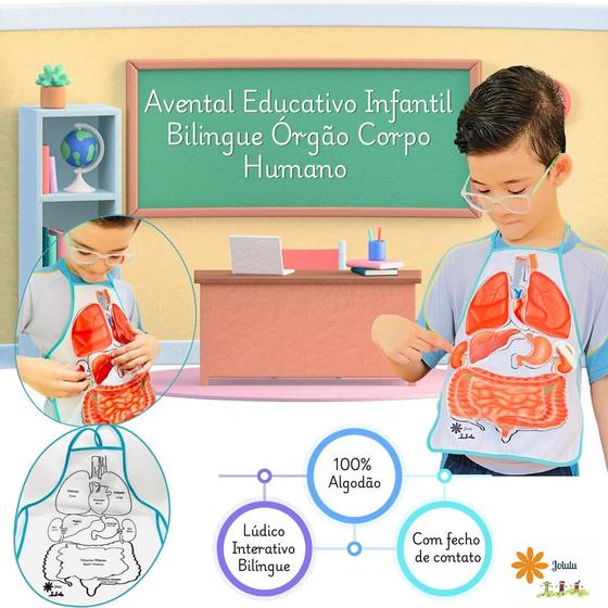 Imagem de Avental Educativo Orgão Corpo Humano Escolar Lúdico Infantil