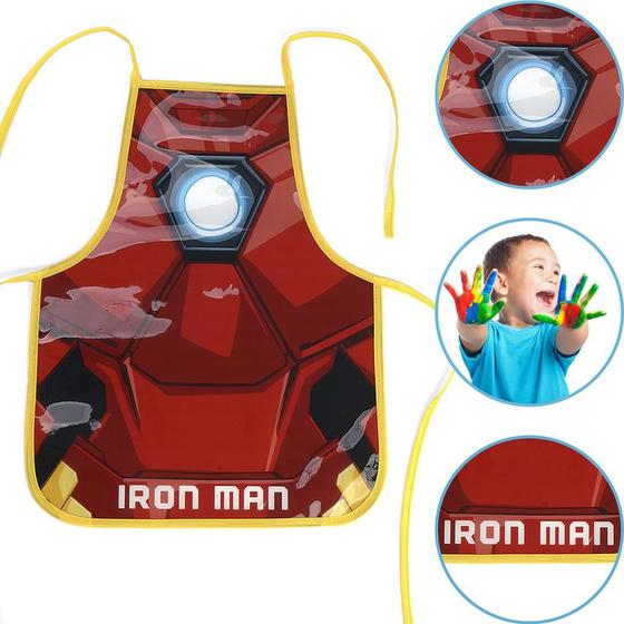 Imagem de Avental Infantil Escolar Plástico Estampado Homem de Ferro Fácil Limpar Luxcel Licenciado Iron Man