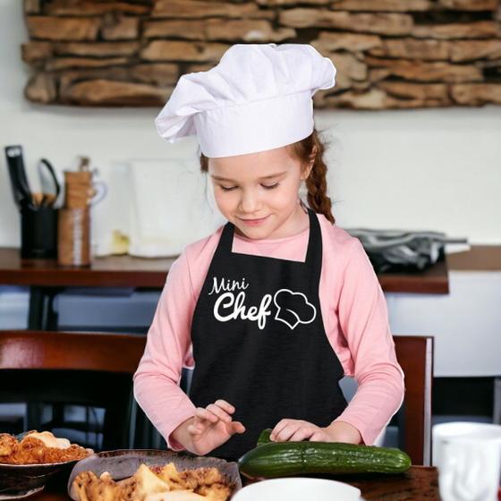 Imagem de Avental Infantil Vida Pratika Mini Chef Preto cozinha menina menino brinquedo fantasia master chef