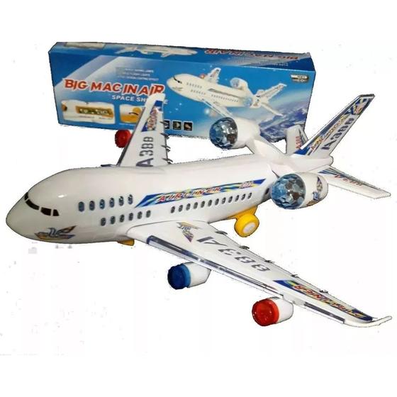 Imagem de Avião Air Line Brinquedo C/ Luzes Som Movimento E Suporte