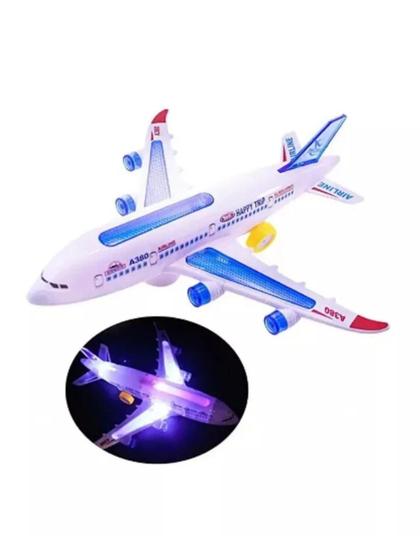 Imagem de Avião Com Som Musica Luz Avião de Brinquedo Presente Avião com Luz Som Led Colorida Pilha Bate Volta