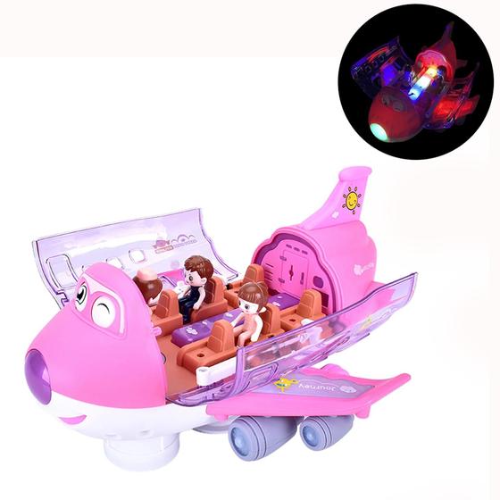Imagem de Avião musical Brinquedo Gira 360 graus Bate e Volta Som luz menina 