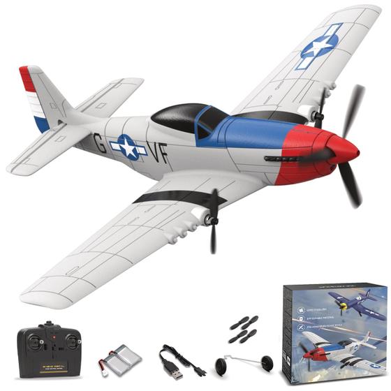 Imagem de Avião RC ANBURI P51 para iniciantes de 3 canais com giroscópio de 6 eixos