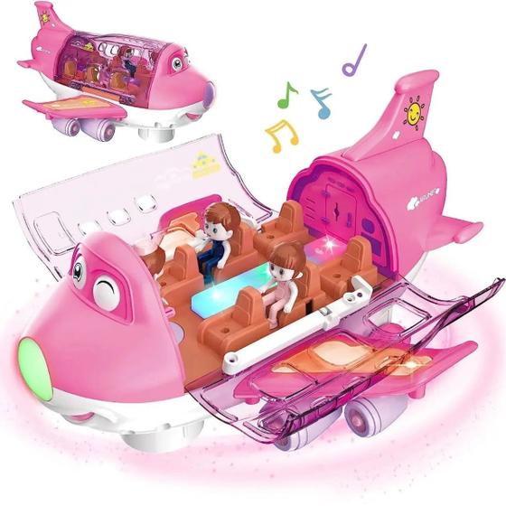 Imagem de Avião Rosa Feminino Educativo Infantil Musical Com Luzes e Som Entrega Rápida Seguro Presente Criativo