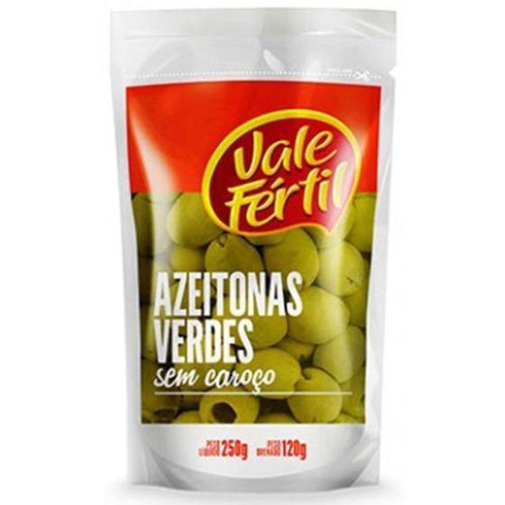 Imagem de Azeitona verde vale fértil sem caroço sachê 120 g - Vale fertil