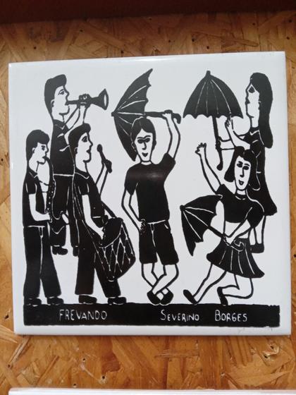 Imagem de Azulejo 15 x15 cm com Xilogravura -  Frevando