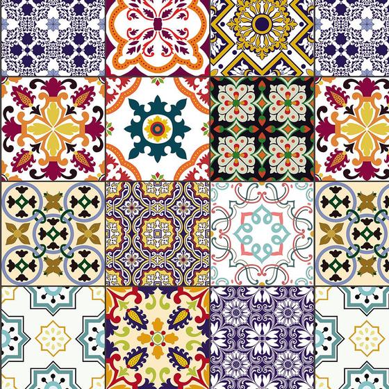 Imagem de Azulejo Adesivo Lavável Coloridos Português Para Cozinha