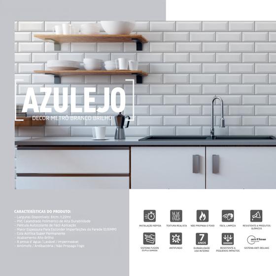 Azulejo Metrô Branco Para Parede Vinil Adesivo Revestimento Autocolante ...