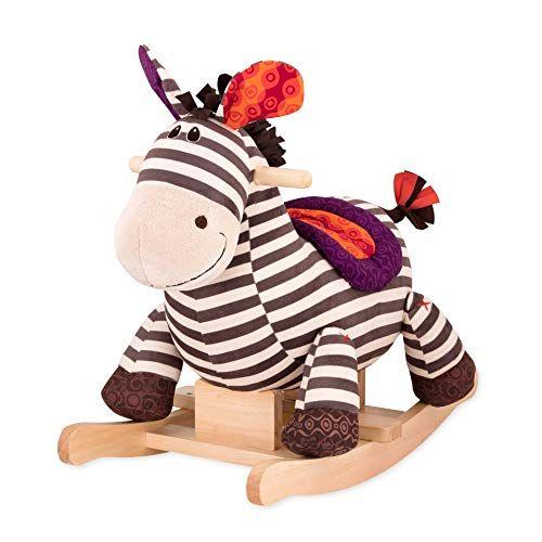 Imagem de B. brinquedos de Battat Kazoo Wooden Rocking Zebra  Rodeo Rocker  Passeio de Pelúcia no Cavalo de Balanço zebra para crianças e bebês 18m+, B. Rocking Zebra , Branco