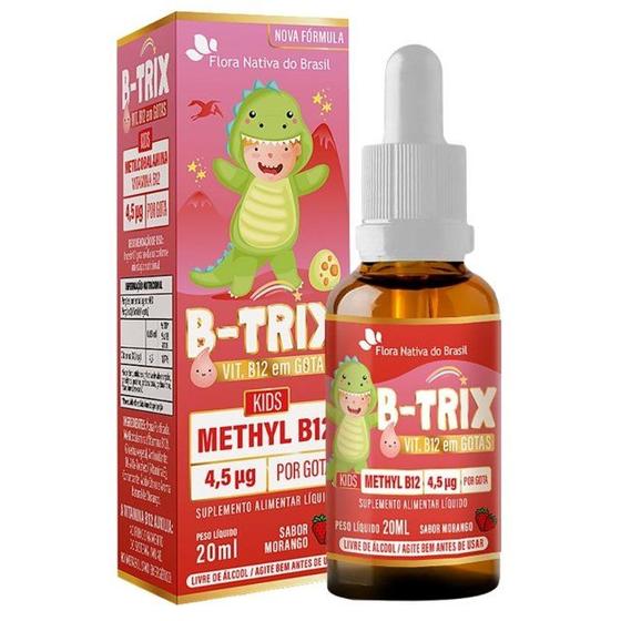 Imagem de B-TRIX KIDS Suplemento Infantil de Vitamina B12 (Metilcobalamina) 20ml Sabor Morango - Flora Nativa