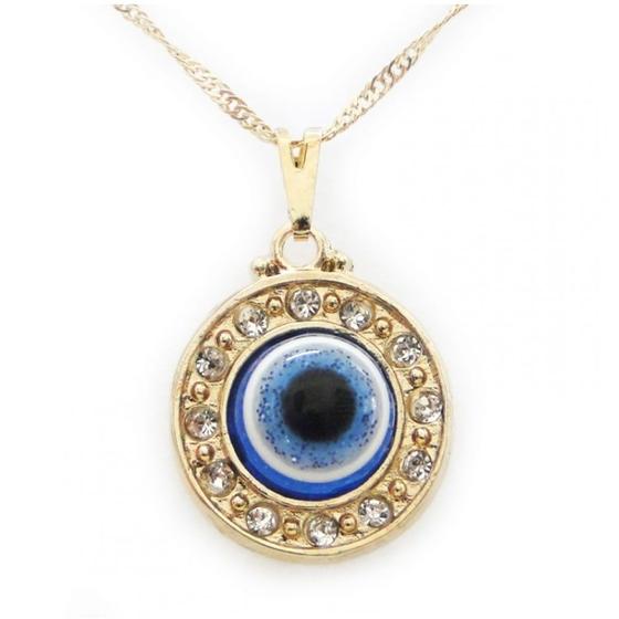 Imagem de B89101 - gargantilha olho grego com circulo de strass 1,8cm - dourado