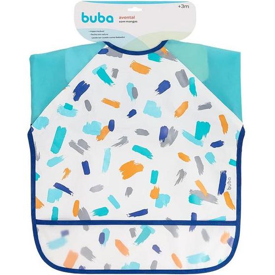 Babador Avental Manga Longa Infantil Bebe Impermeavel Pincelada