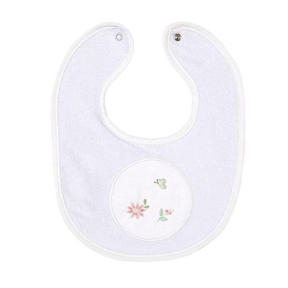 Imagem de Babador Bebê Bordado Atoalhado Forrado Floral Rosa 01 Un