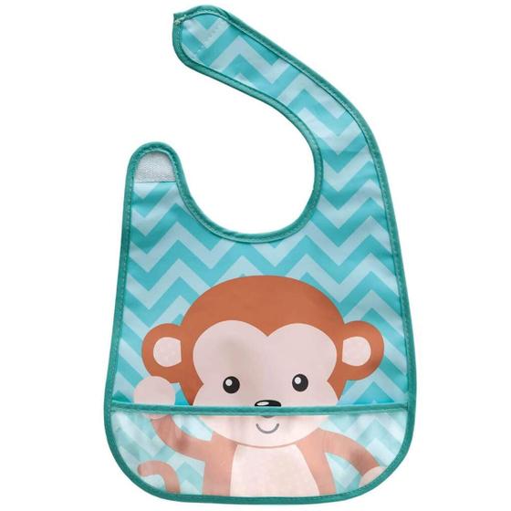 Imagem de Babador Bebê Impermeável com Bolso Coletor de Migalhas +3 Meses Animal Fun Buba