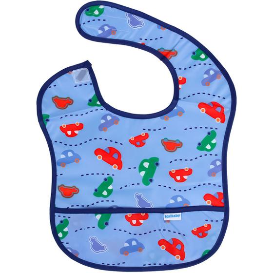 Imagem de Babador Bebê Impermeável com Bolso Coletor de Migalhas Infantil +6 Meses Carrinhos Kababy