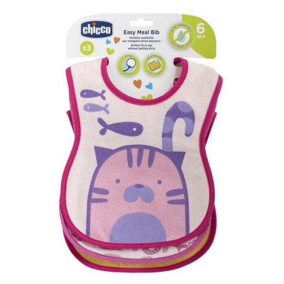 Imagem de Babador Chicco Easy Meal Menina 6 Meses+ 3 Peças