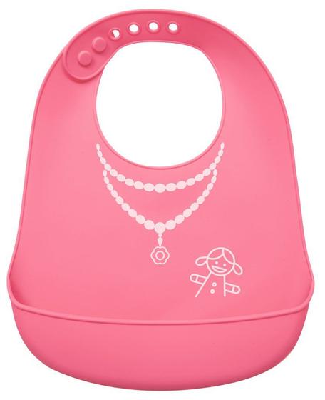 Imagem de Babador Colar Infantil Bebê Com Pega Migalhas Silicone Rosa Buba