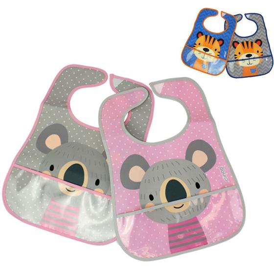 Imagem de Babador com Bolso Coletor Lavável 2 Unidades Tigre Coala Clingo