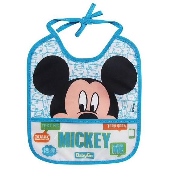 Imagem de Babador Com Porta Migalhas Mickey Azul 03089 - Baby Go