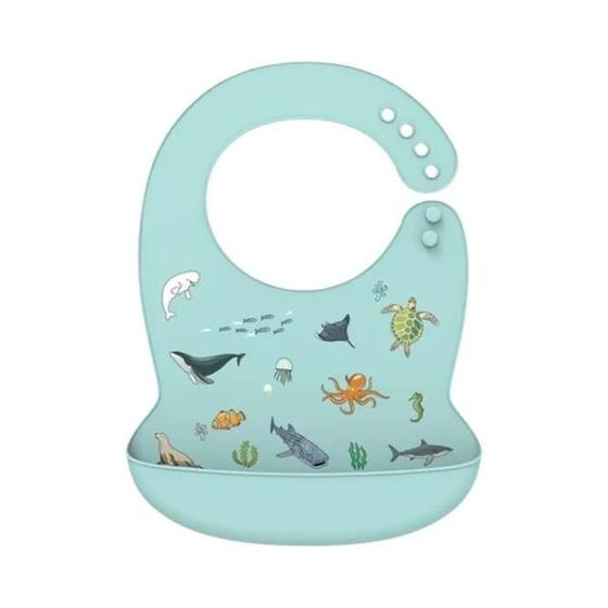 Imagem de Babador de Bebê de Silicone à Prova d'Água - Ajustável com Design de Desenho Animado