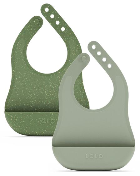 Imagem de Babador de bebê de silicone impermeável Lalo The Bib, conjunto de 2 babadores - Sage