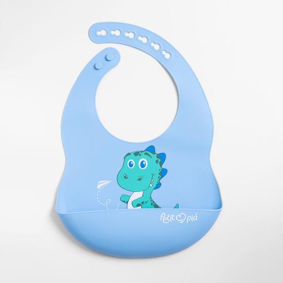 Imagem de BABADOR DE SILICONE COM CATA MIGALHAS LEO PETIT PIA Azul