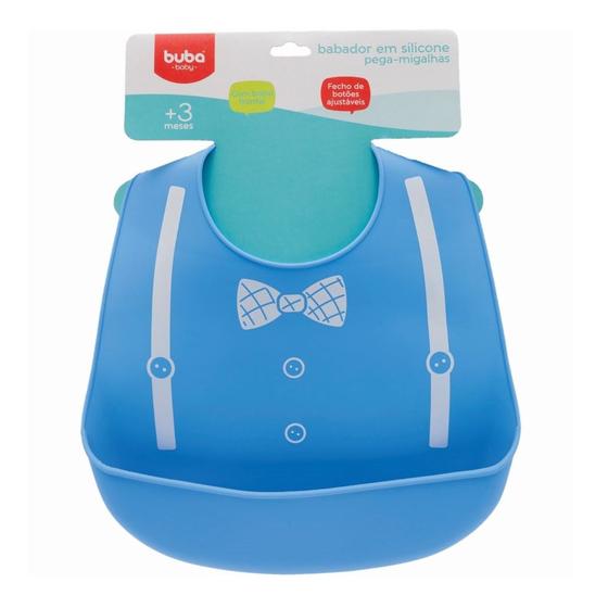 Imagem de Babador De Silicone Com Pega Migalhas Azul Buba Baby