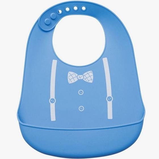 Imagem de Babador de silicone com pega migalhas azul Buba