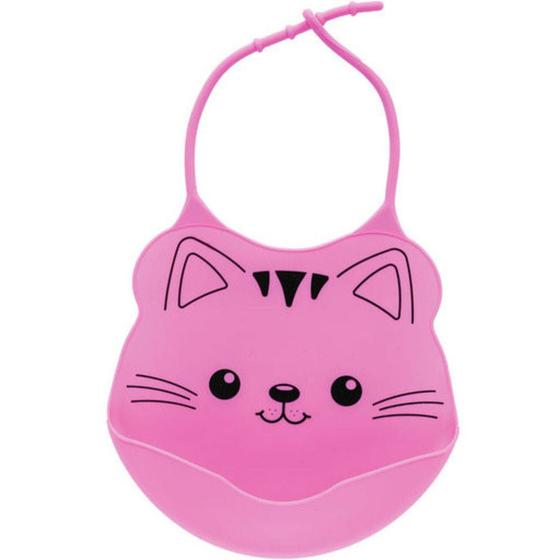 Imagem de Babador De Silicone Com Pega Migalhas Rosa Gatinho 09730 - B