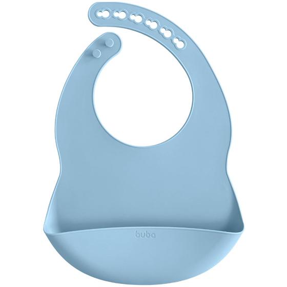 Imagem de Babador Impermeável de Silicone Infantil Com Pega Migalhas Azul - Buba