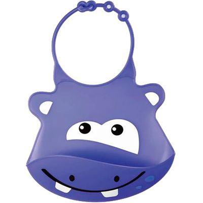 Imagem de Babador Infantil Multikids Baby de Silicone SillyBib - com Bolso - Hipopótamo Roxo