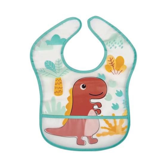 Imagem de Babador Para Bebê Impermeável Com Bolso Dino Verde Buba