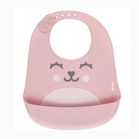 Imagem de Babador Silicone com Pega Migalhas Buba Rosa