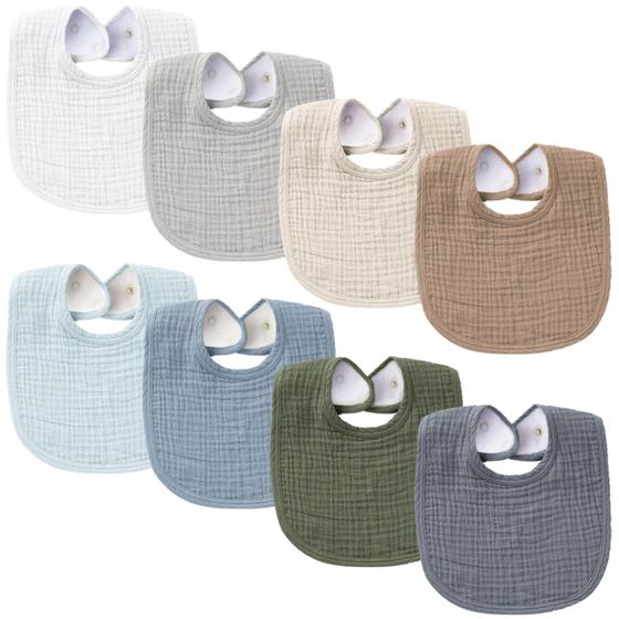 Imagem de Babadores de Musselina Konssy para Bebês (8 Unidades) - Bandana Unissex (0-36 Meses)