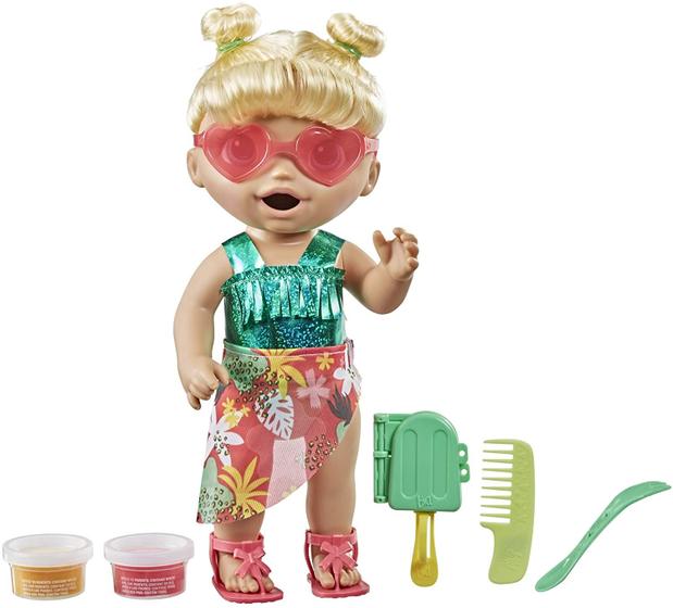 Imagem de Baby Alive Sunshine Snacks Doll, Eats and Poops, Summer-Themed Waterplay Baby Doll, Ice Pop Mold, Toy for Kids Ages 3 and Up, Blonde Hair