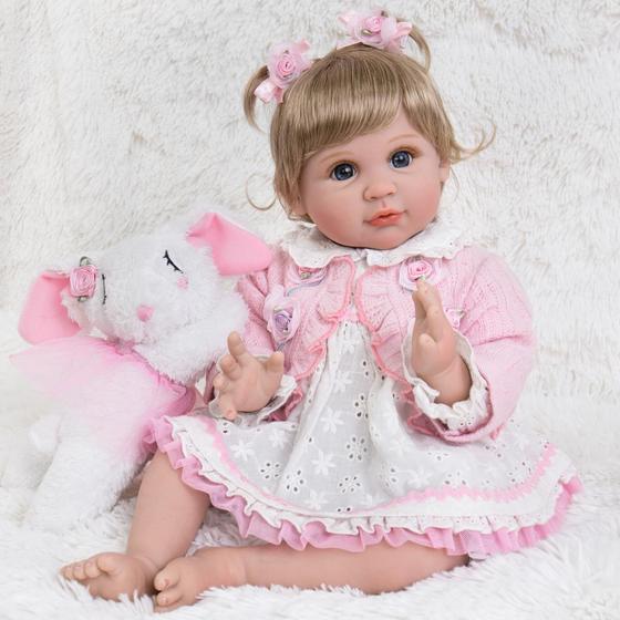 Imagem de Baby Doll Aori Lifelike Real Life Garota de 22 polegadas com coelho 3+