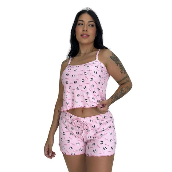 Imagem de Baby Doll Estampado Blusa Alcinha e Shortinho de Dormir Virginia