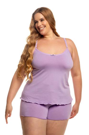 Imagem de Baby Doll Feminino Liso Roupa de Dormir Plus Size Linha Noite Sensual Alça Regulável Liganete Confortável