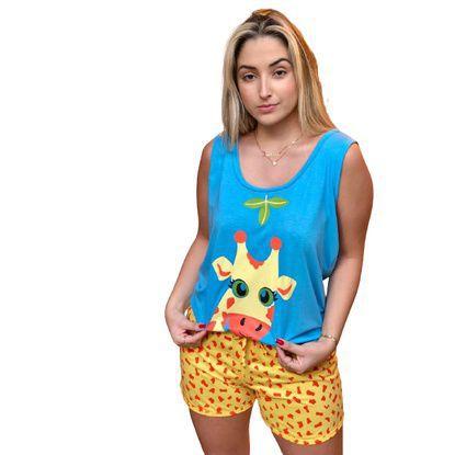 Imagem de Baby Doll Pijama Regata Curto Adulto Feminino Personagens Unicórnio Mulher Maravilha Animais