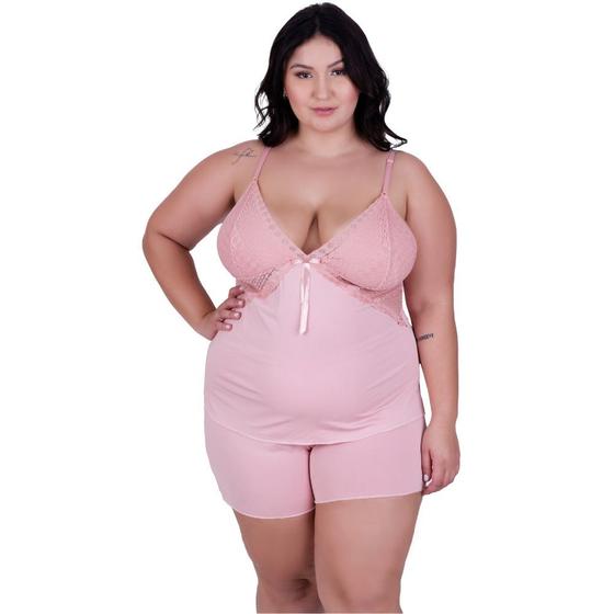 Imagem de Baby Doll Plus Size Detahe de Renda Adulto Feminino Simone