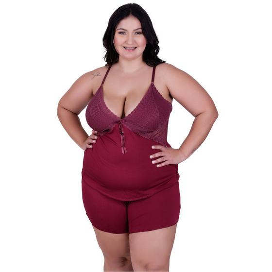 Imagem de Baby Doll Plus Size Detahe de Renda Adulto Feminino Simone