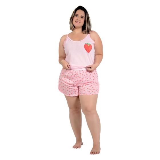 Baby Doll Plus Size Malha Moranguinho Short Doll Cia da Seda Baby