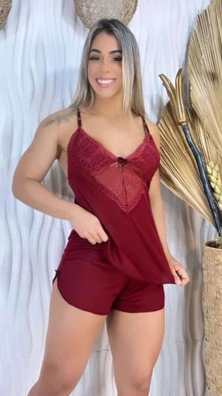 Imagem de Baby Doll Sexy Luxo Com Renda Pijama Feminino Para Dormir