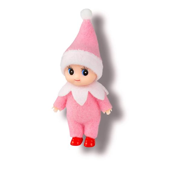 Imagem de Baby Elf Doll LitoMagic Christmas em macacão rosa de 10 cm