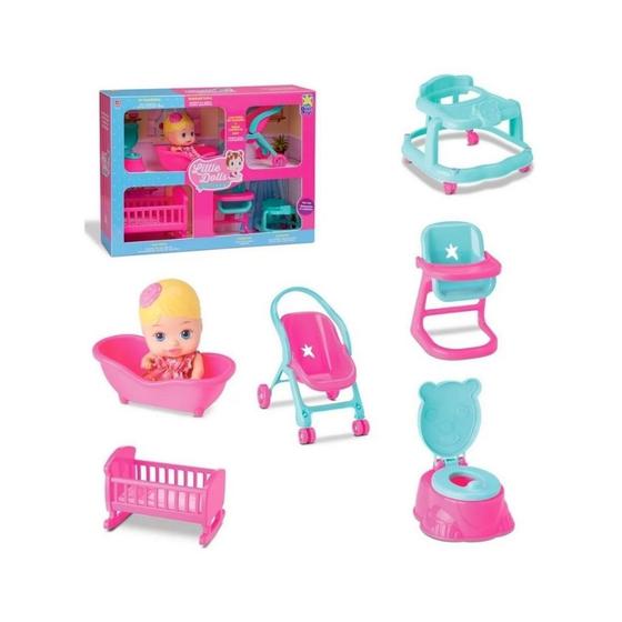 Baby little dolls casinha lancamento com 6 itens pra brincar